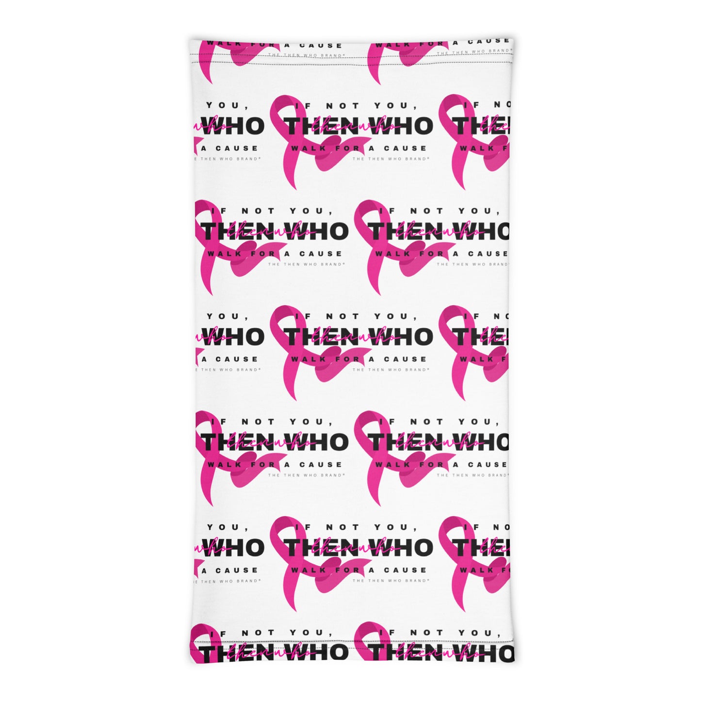 Product packaging with pink ribbons and text on a white background