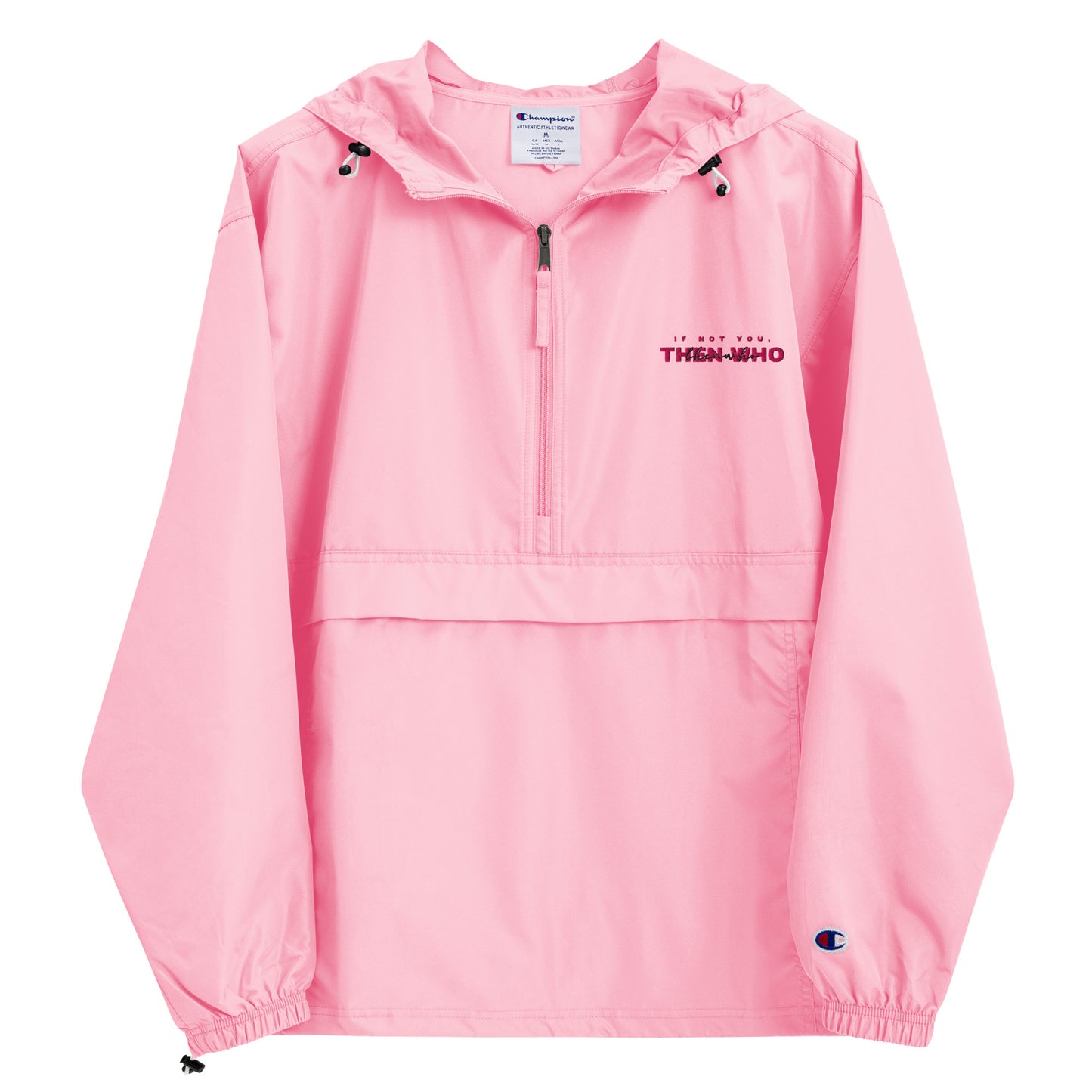 The Launch - Pink Embroidered Champion Packable Jacket