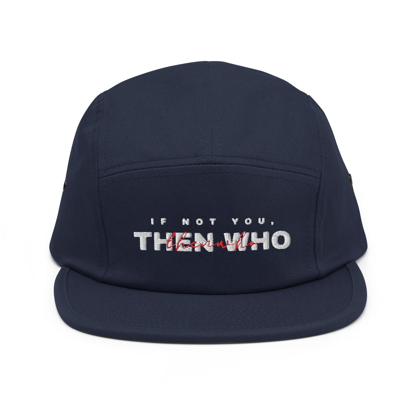 The Launch - White Embroidered - 5 Panel Cap - The Then Who Brand Shop