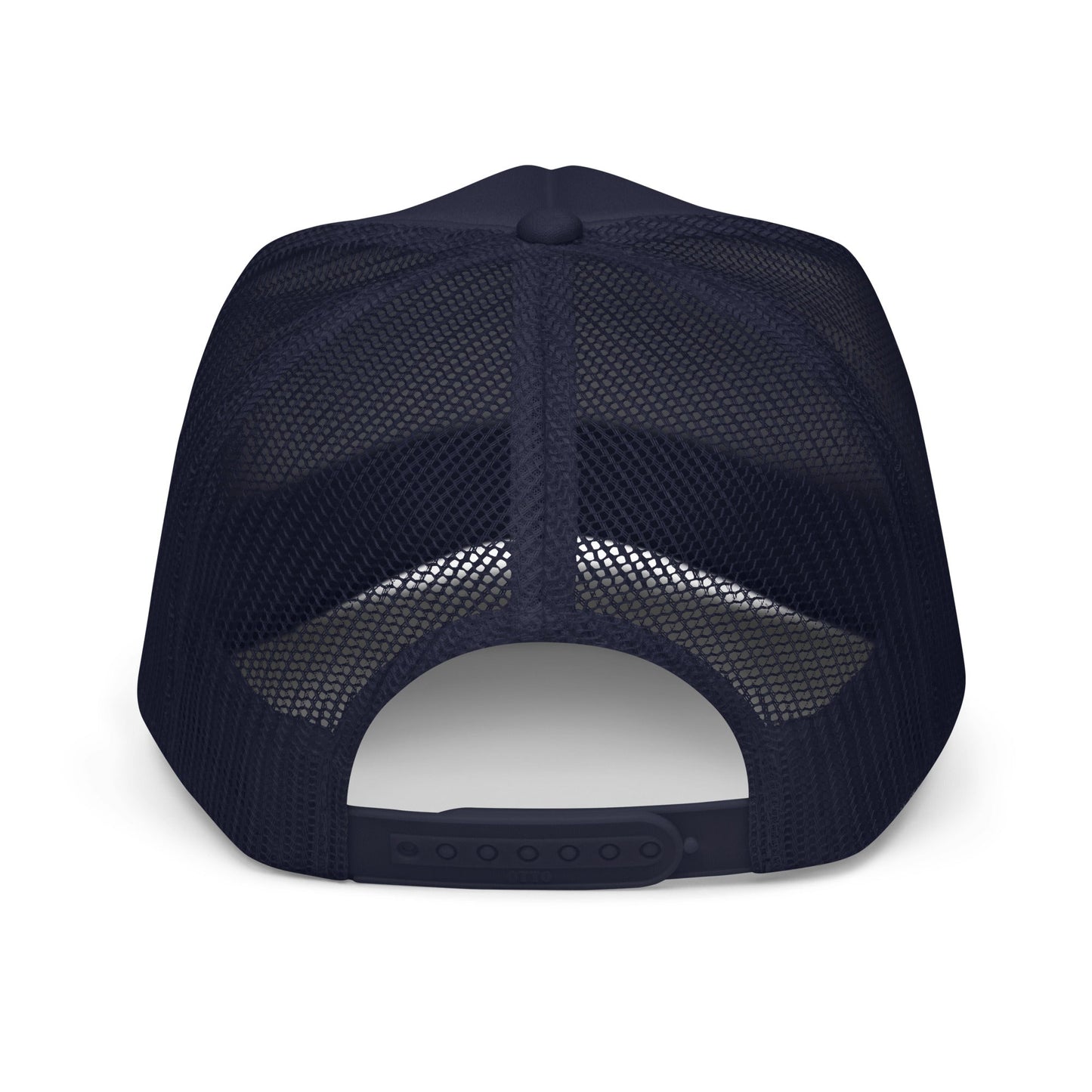 The Launch - White Embroidered Foam Trucker Hat - The Then Who Brand Shop