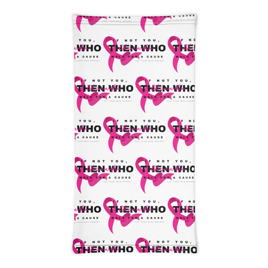 Product packaging with pink ribbons and text on a white background