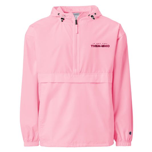 The Launch - Pink Embroidered Champion Packable Jacket