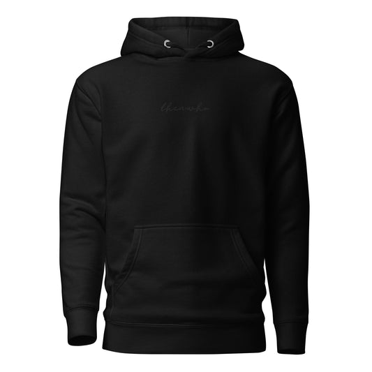 The Classic Logo - Black on Black Embroidered Hoodie - The Then Who Brand Shop