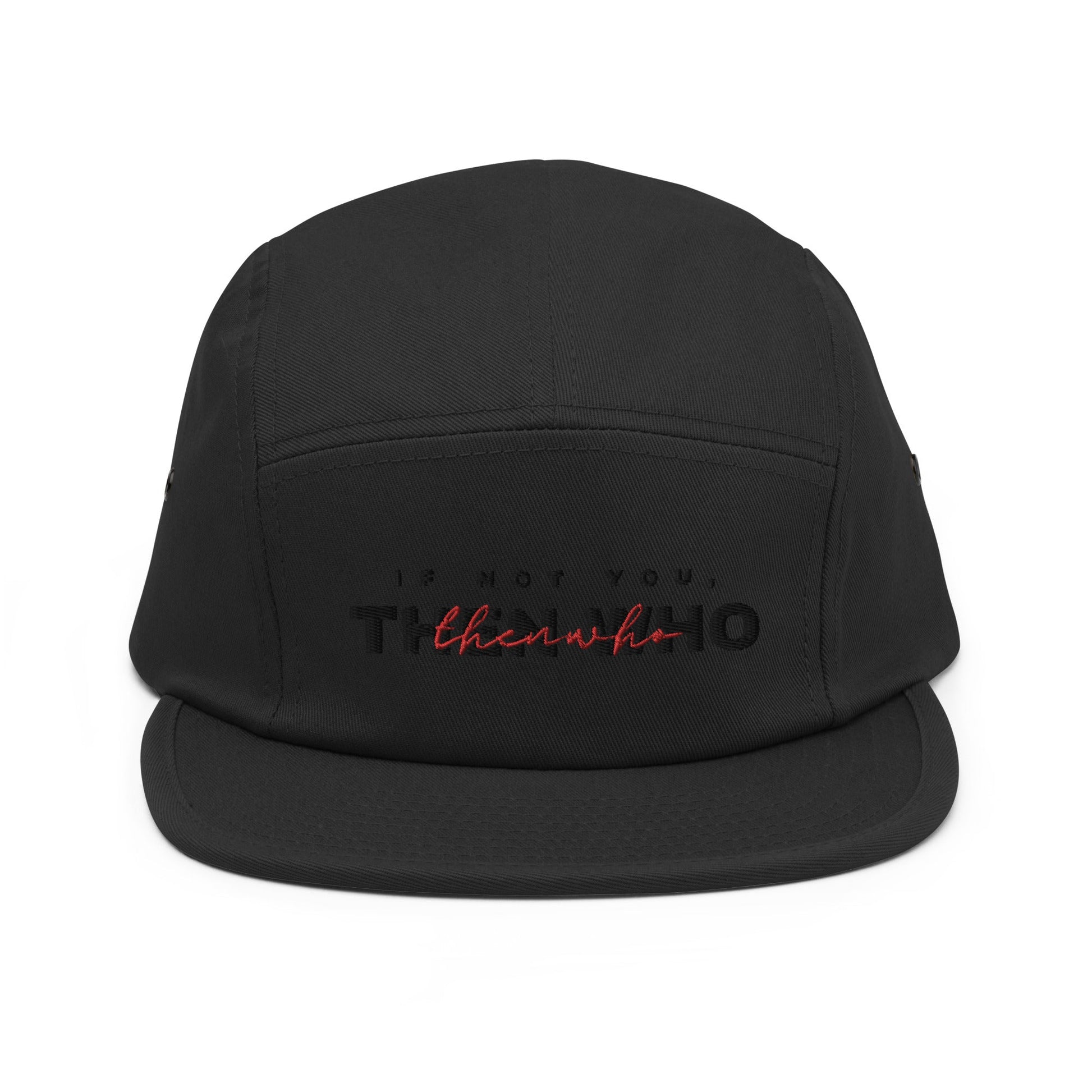 The Launch - Black Embroidered - 5 Panel Cap - The Then Who Brand Shop