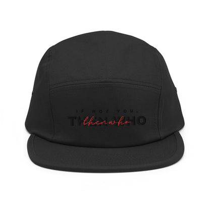 The Launch - Black Embroidered - 5 Panel Cap - The Then Who Brand Shop