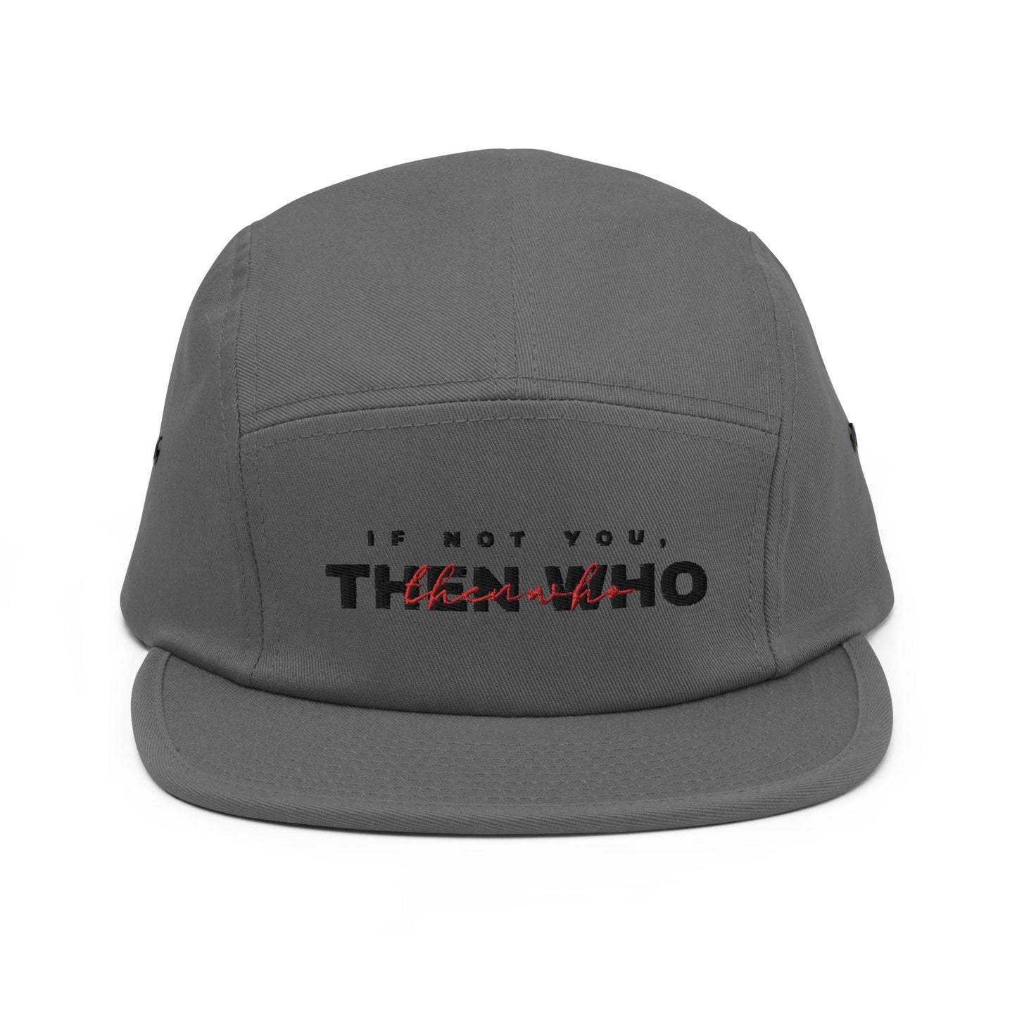 The Launch - Black Embroidered - 5 Panel Cap - The Then Who Brand Shop