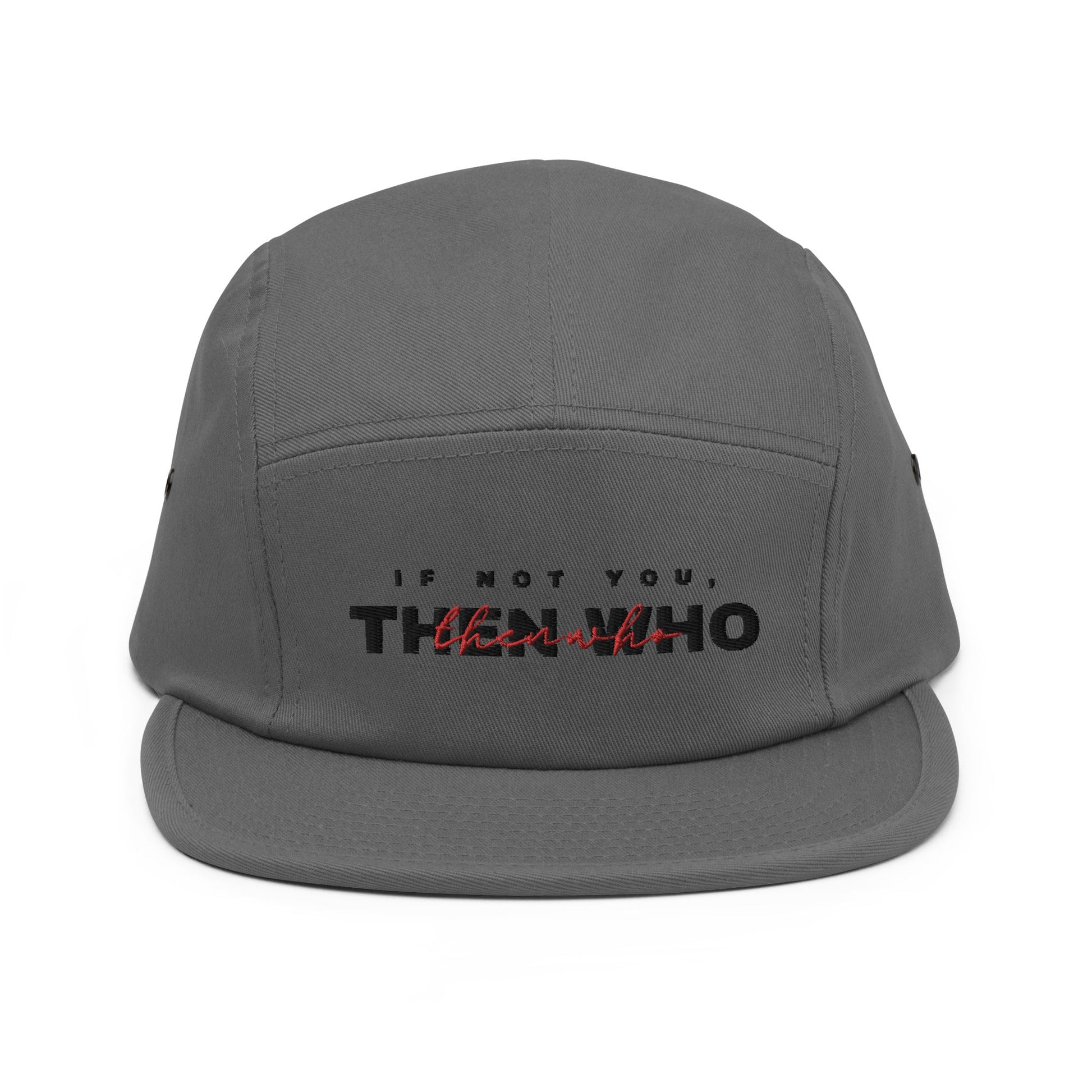 The Launch - Black Embroidered - 5 Panel Cap - The Then Who Brand Shop