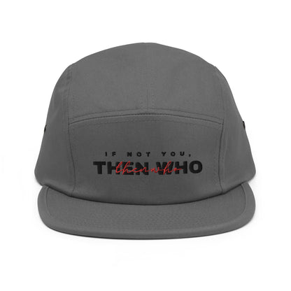 The Launch - Black Embroidered - 5 Panel Cap - The Then Who Brand Shop
