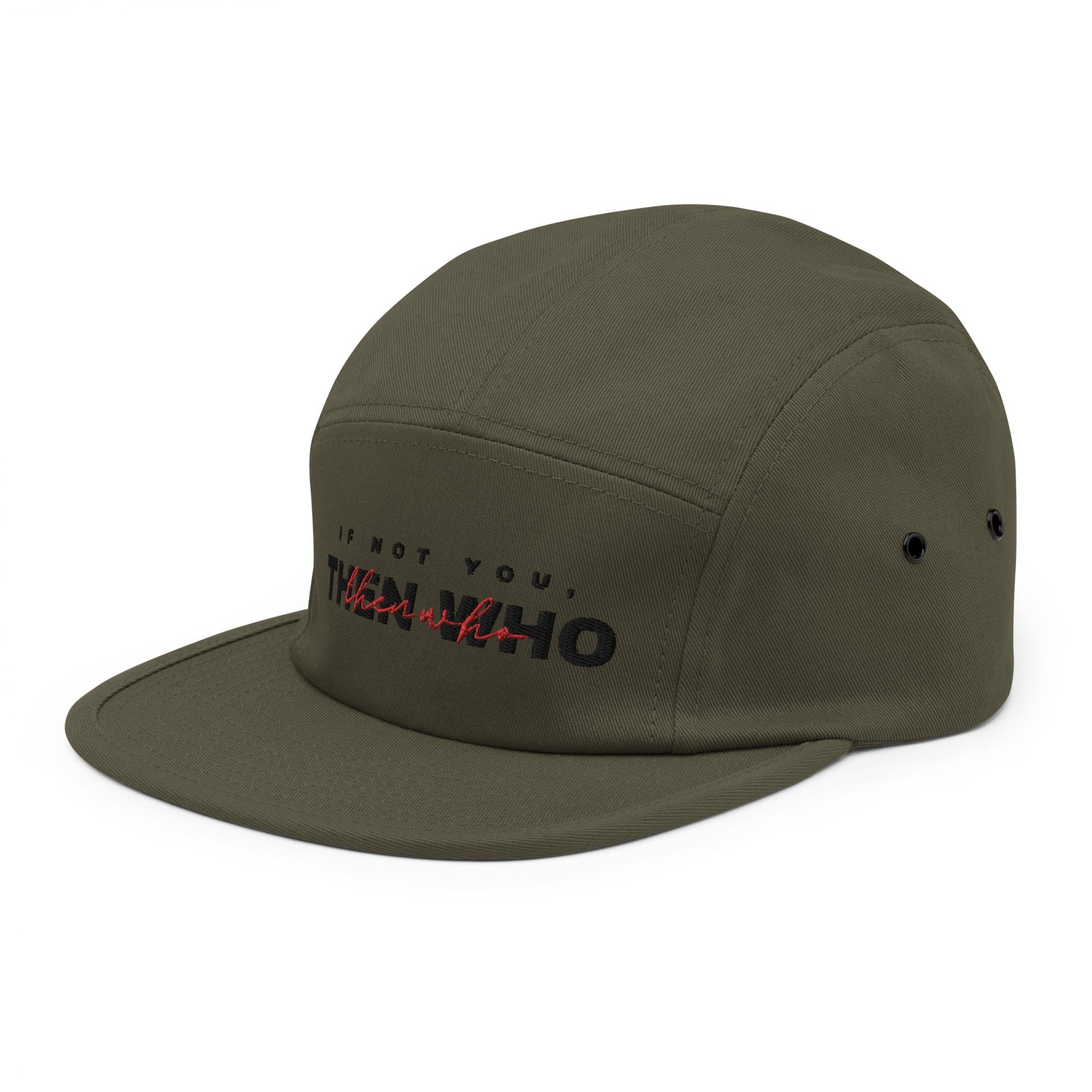 The Launch - Black Embroidered - 5 Panel Cap - The Then Who Brand Shop