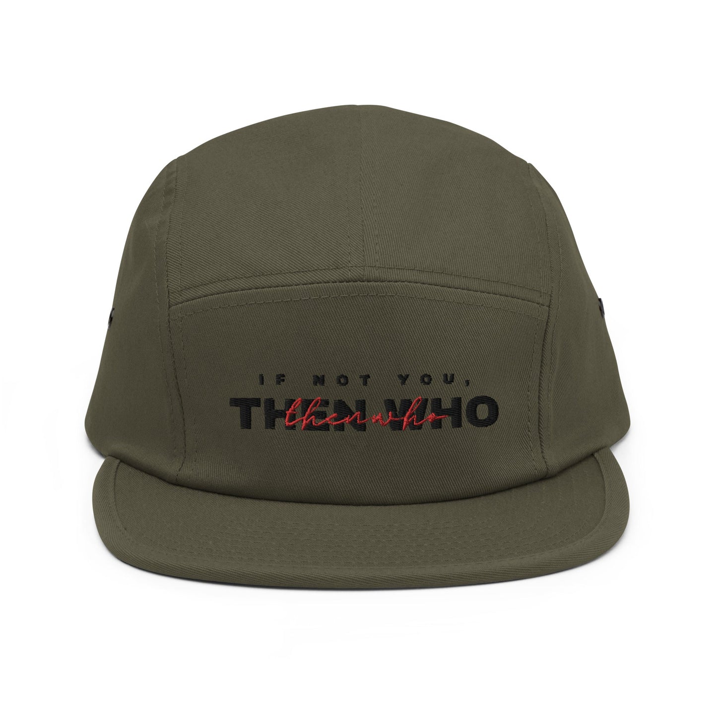 The Launch - Black Embroidered - 5 Panel Cap - The Then Who Brand Shop