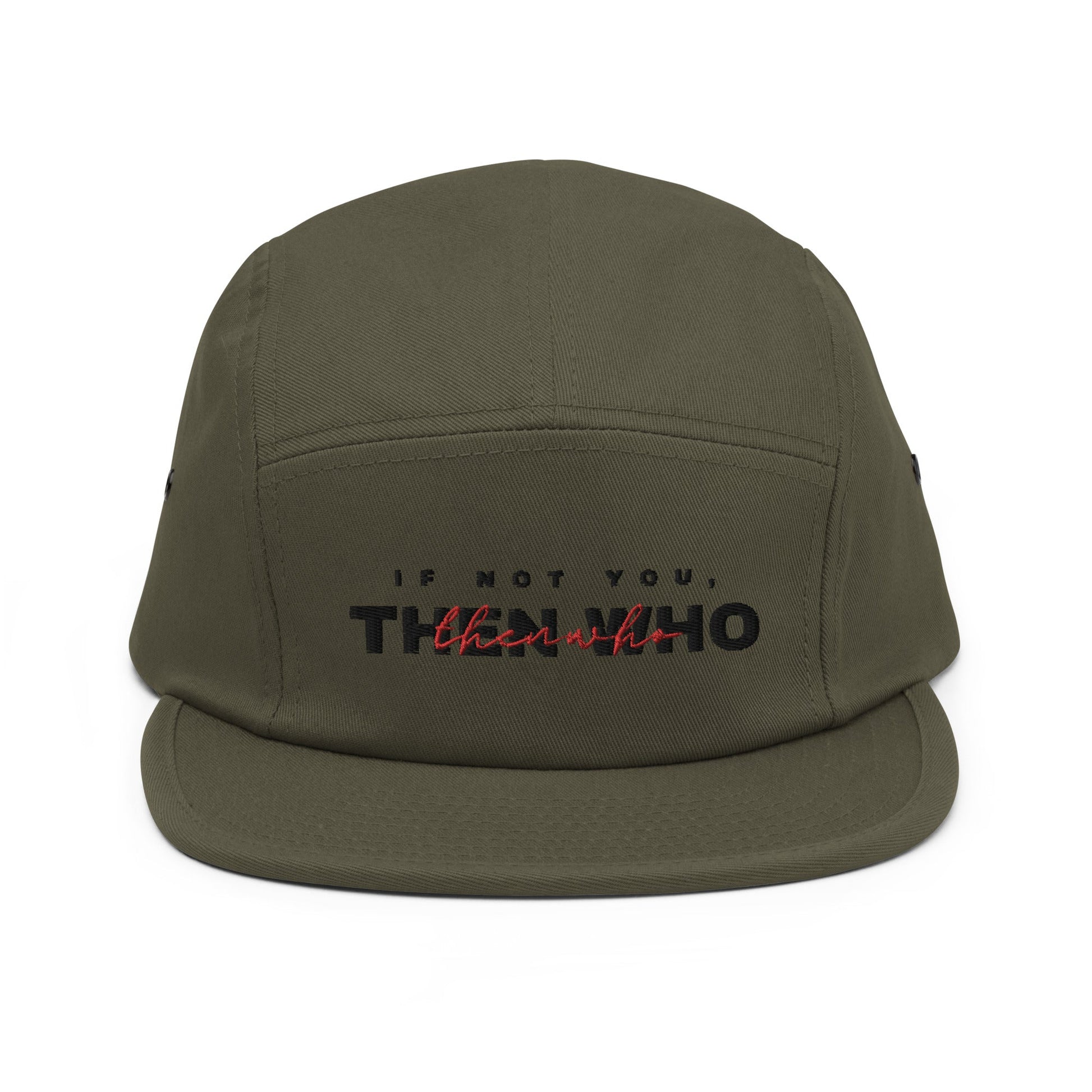 The Launch - Black Embroidered - 5 Panel Cap - The Then Who Brand Shop