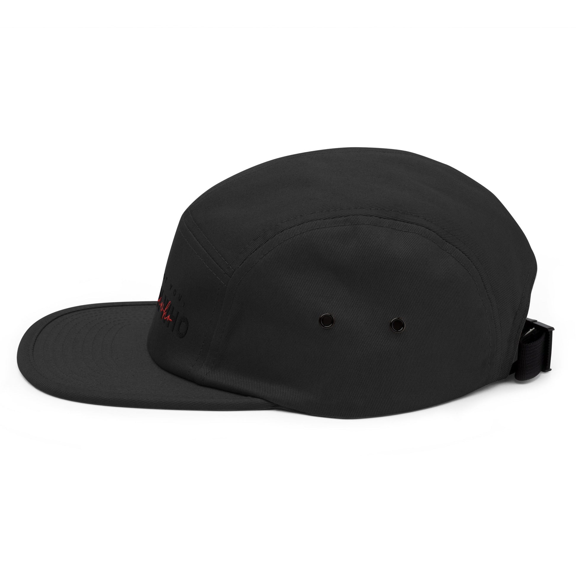 The Launch - Black Embroidered - 5 Panel Cap - The Then Who Brand Shop