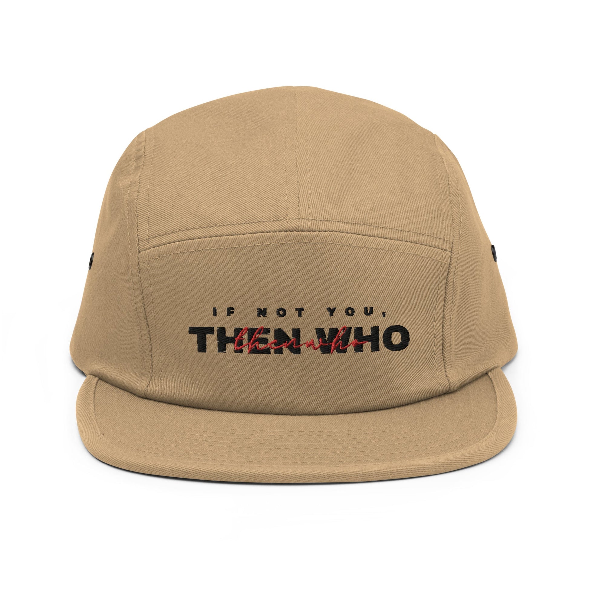 The Launch - Black Embroidered - 5 Panel Cap - The Then Who Brand Shop