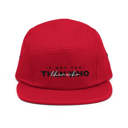 The Launch - Black/White Embroidered - 5 Panel Cap - The Then Who Brand Shop