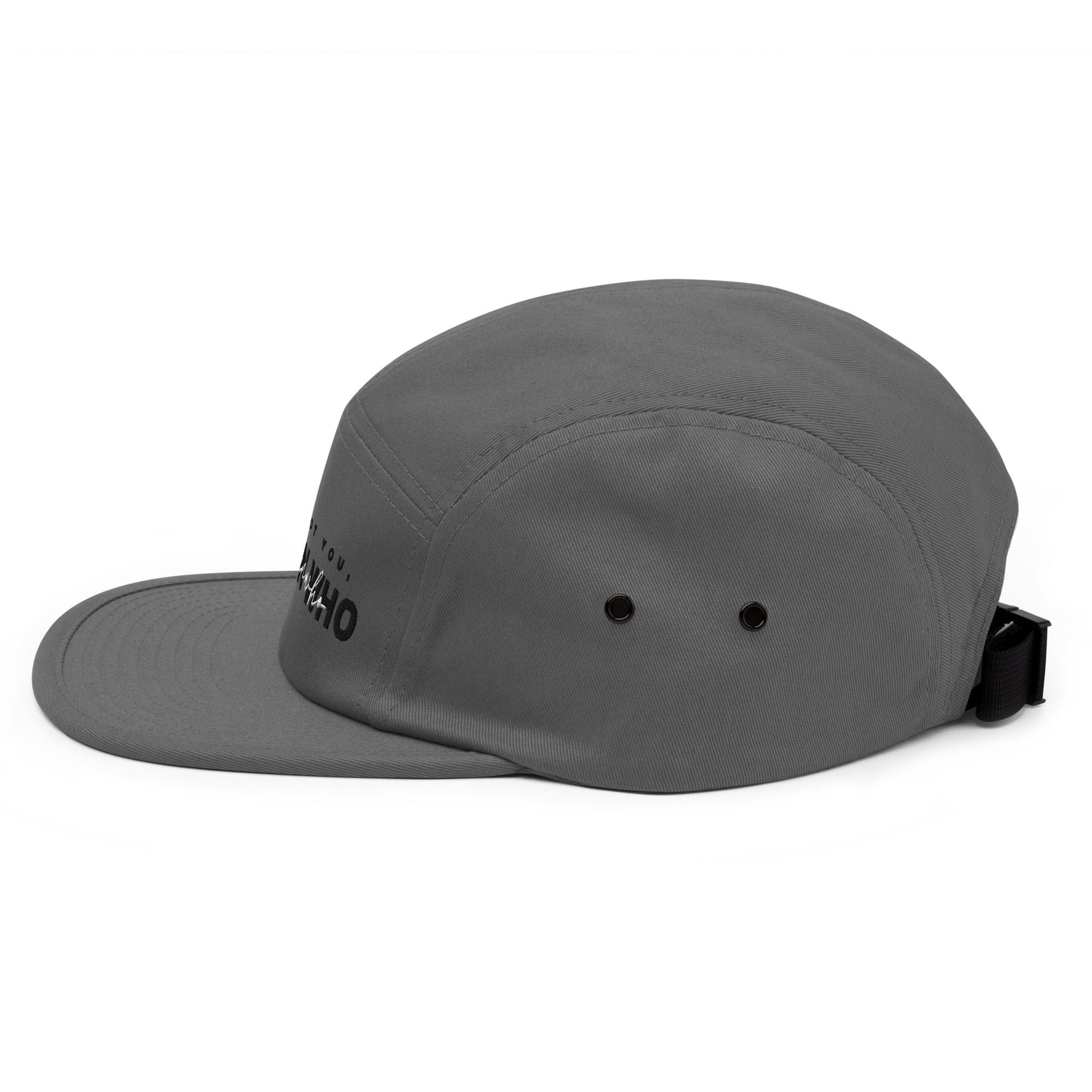 The Launch - Black/White Embroidered - 5 Panel Cap - The Then Who Brand Shop