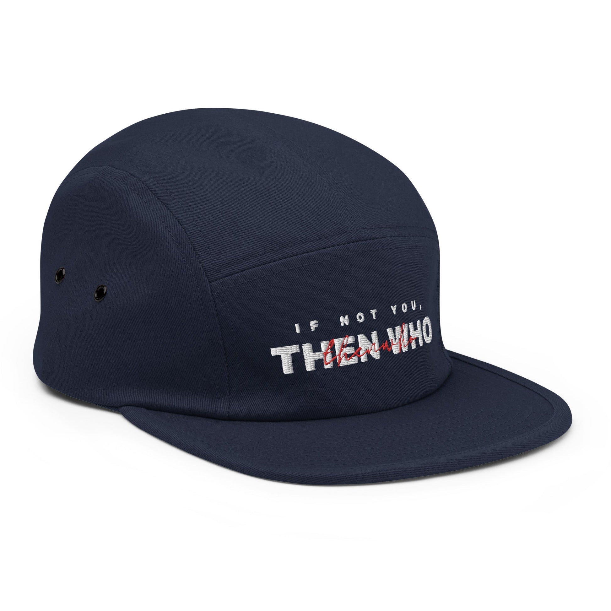 The Launch - White Embroidered - 5 Panel Cap - The Then Who Brand Shop