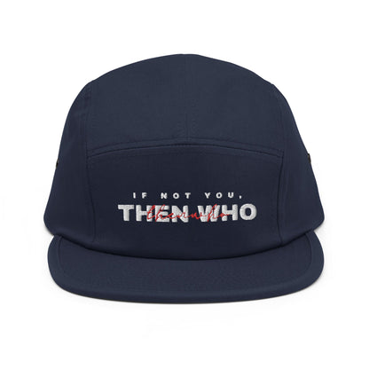 The Launch - White Embroidered - 5 Panel Cap - The Then Who Brand Shop